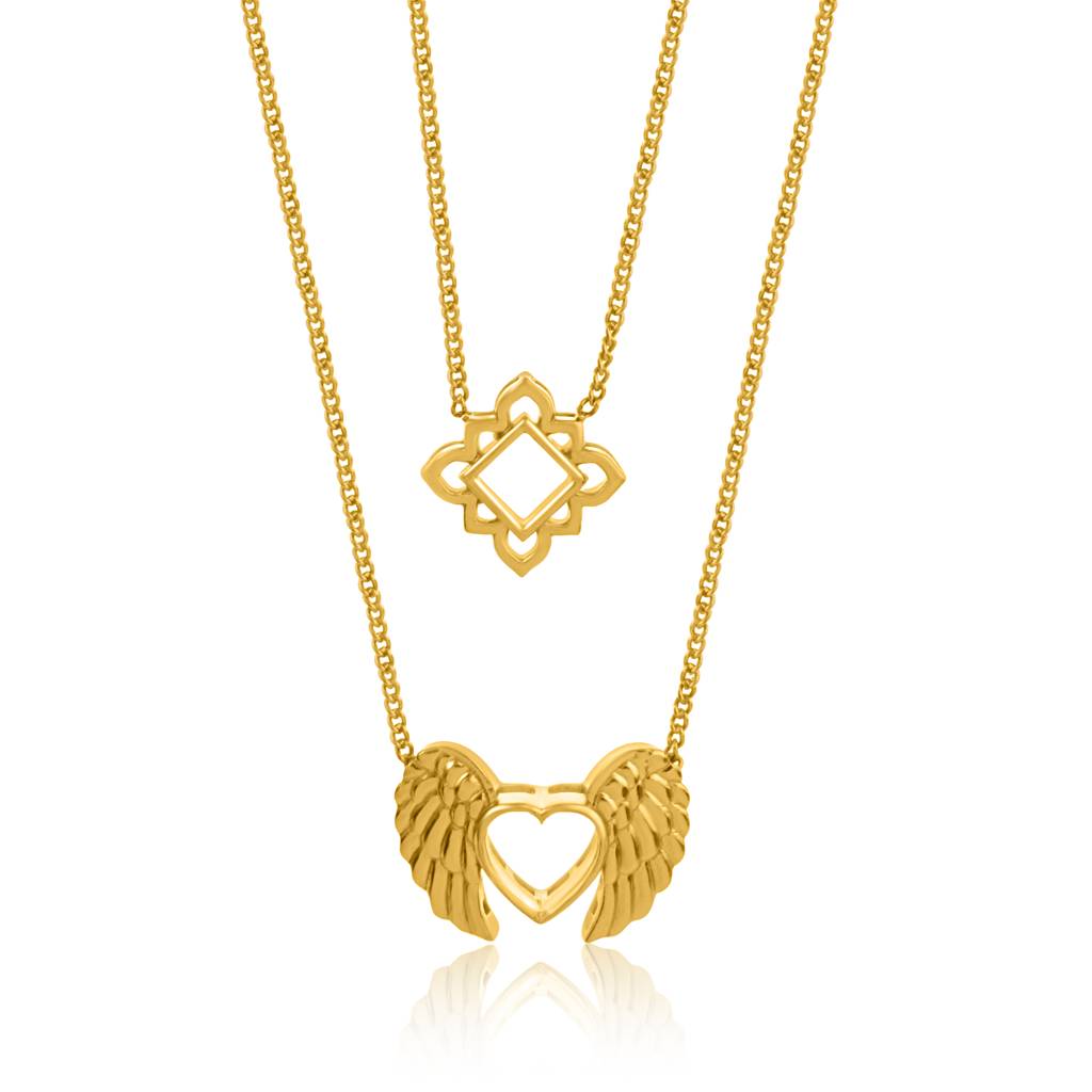 Kicky And Perky 925 Sterling Silver Gold Plated Dual Necklace For Women : SILVALP011