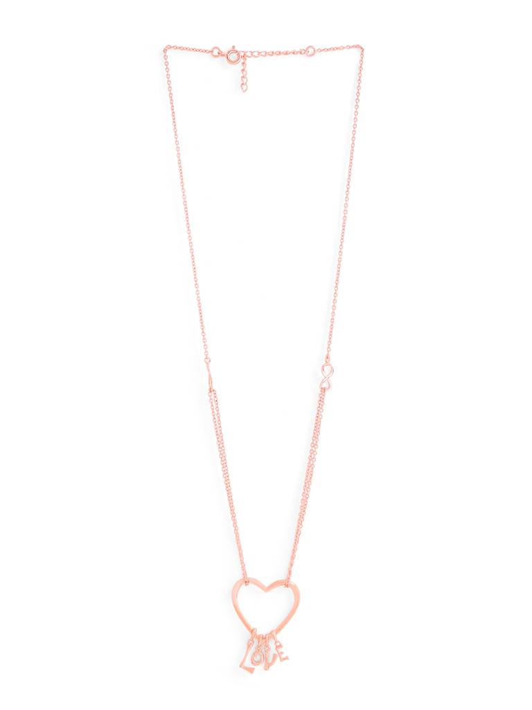 Kicky And Perky 925 Sterling Silver Rose Gold Plated Heart Shape Love Charm Pendant With Chain For Women : SILVALP016