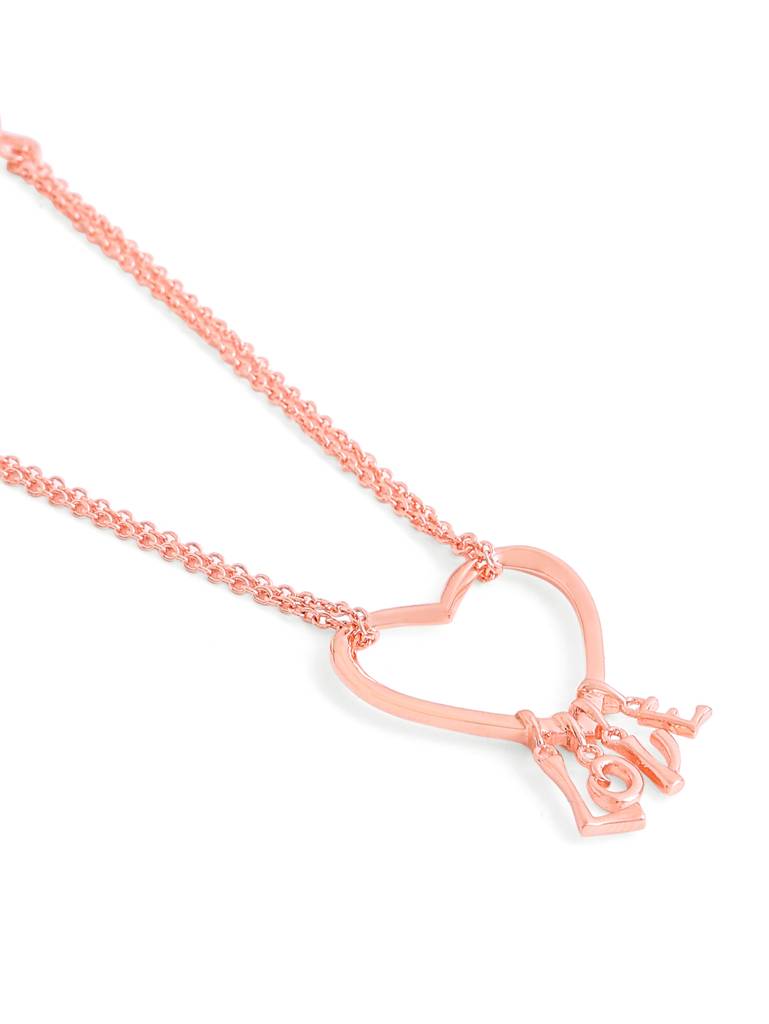 Kicky And Perky 925 Sterling Silver Rose Gold Plated Heart Shape Love Charm Pendant With Chain For Women : SILVALP016