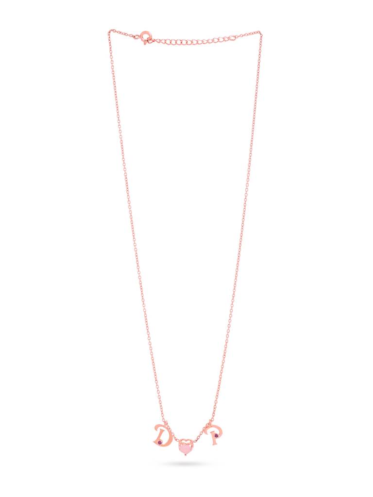 Kicky And Perky 925 Sterling Silver Rose Gold Plated Personalised Initial With Heart Shape Pink Calcedony Stone P : SILVALP019