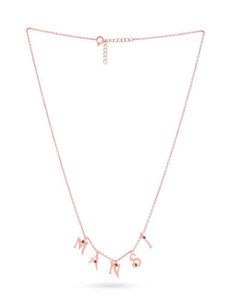 Kicky And Perky 925 Sterling Silver Rose Gold Plated Personalised Name Pendant With Chain For Women : SILVALP020