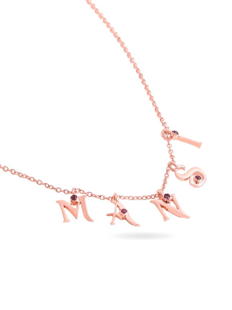 Kicky And Perky 925 Sterling Silver Rose Gold Plated Personalised Name Pendant With Chain For Women : SILVALP020