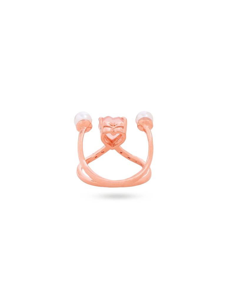Kicky And Perky 925 Sterling Silver Rose Gold Plated Pink Calcedony Heart Shape Ring For Women : SILVALR002-5