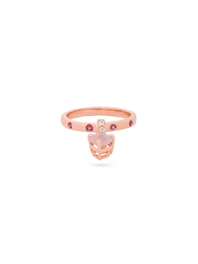 Kicky And Perky 925 Sterling Silver Rose Gold Plated Heart Charm Ring For Women : SILVALR003-8