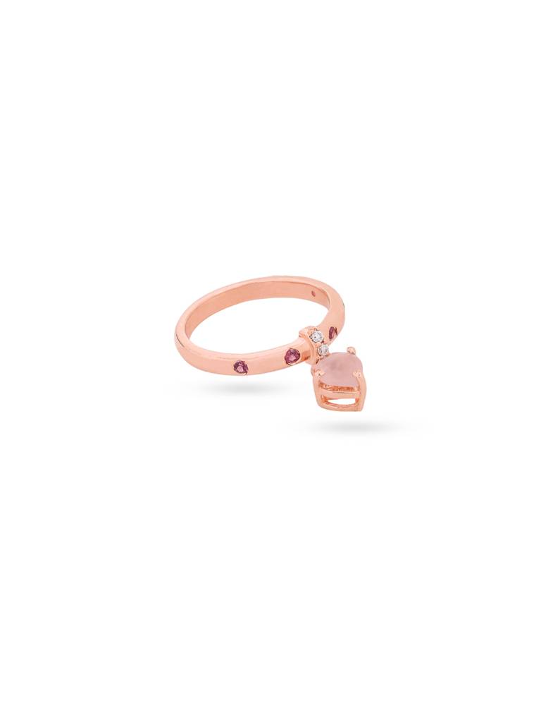 Kicky And Perky 925 Sterling Silver Rose Gold Plated Heart Charm Ring For Women : SILVALR003-8