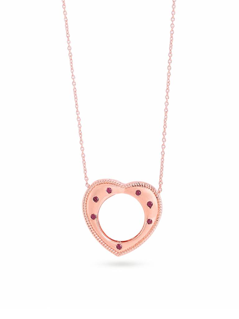 Kicky And Perky 925 Sterling Silver Rose Gold Plated Heart Shape Convertible Ring To Pendant With Chain For Wo : SILVALRP002-8