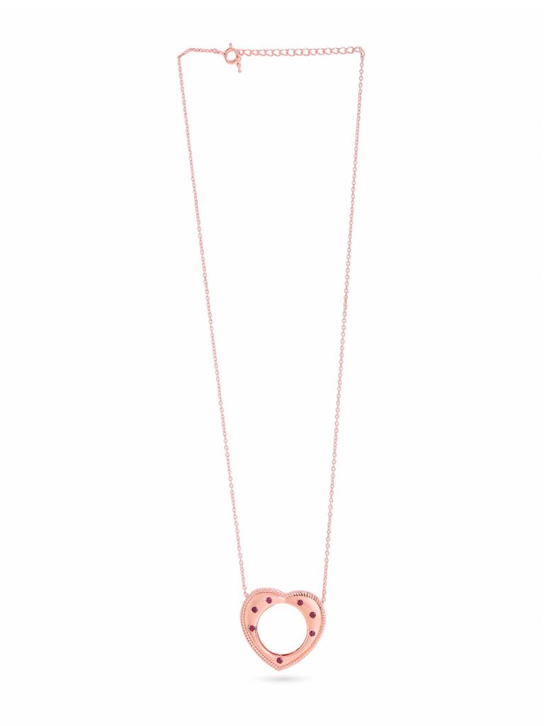 Kicky And Perky 925 Sterling Silver Rose Gold Plated Heart Shape Convertible Ring To Pendant With Chain For Wo : SILVALRP002-6