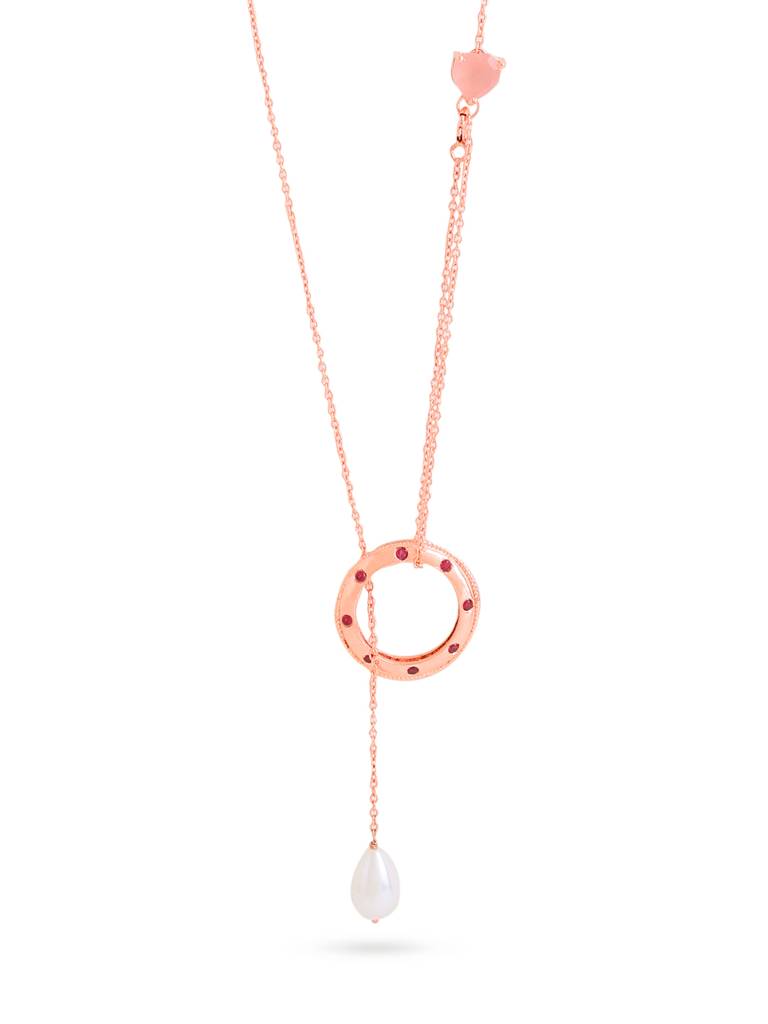 Kicky And Perky 925 Sterling Silver Rose Gold Plated Round Shape Convertible Ring Cum Pendant With Chain For W : SILVALRP003-6