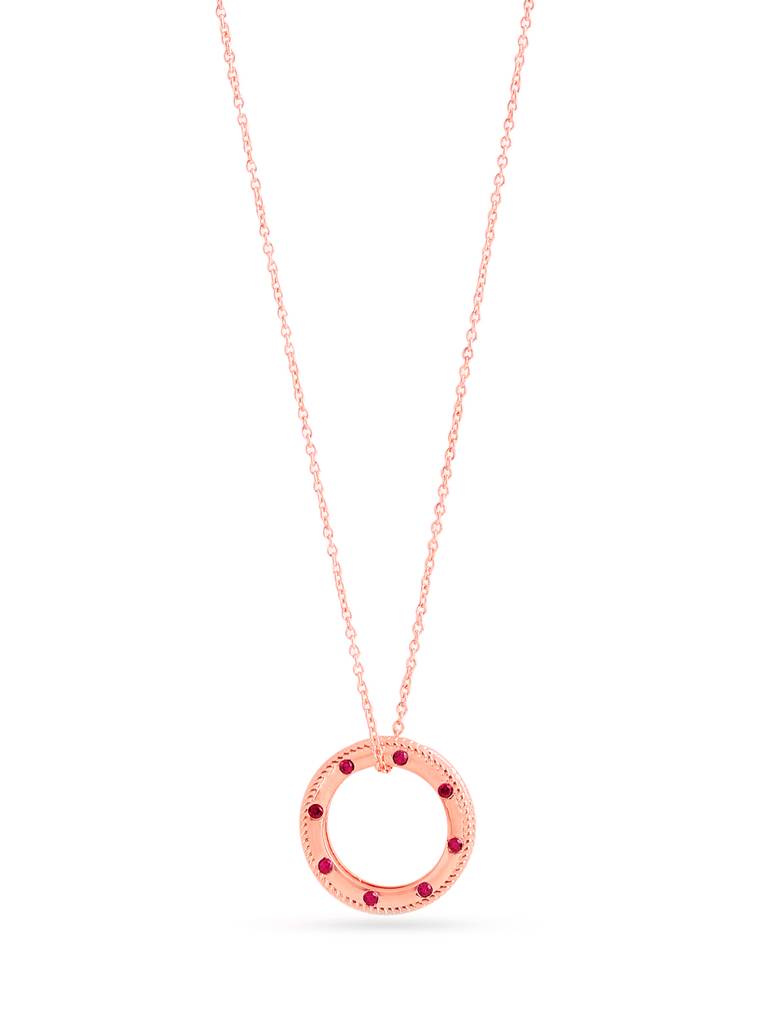 Kicky And Perky 925 Sterling Silver Rose Gold Plated Round Shape Convertible Ring To Pendant With Chain For Wo : SILVALRP004-5