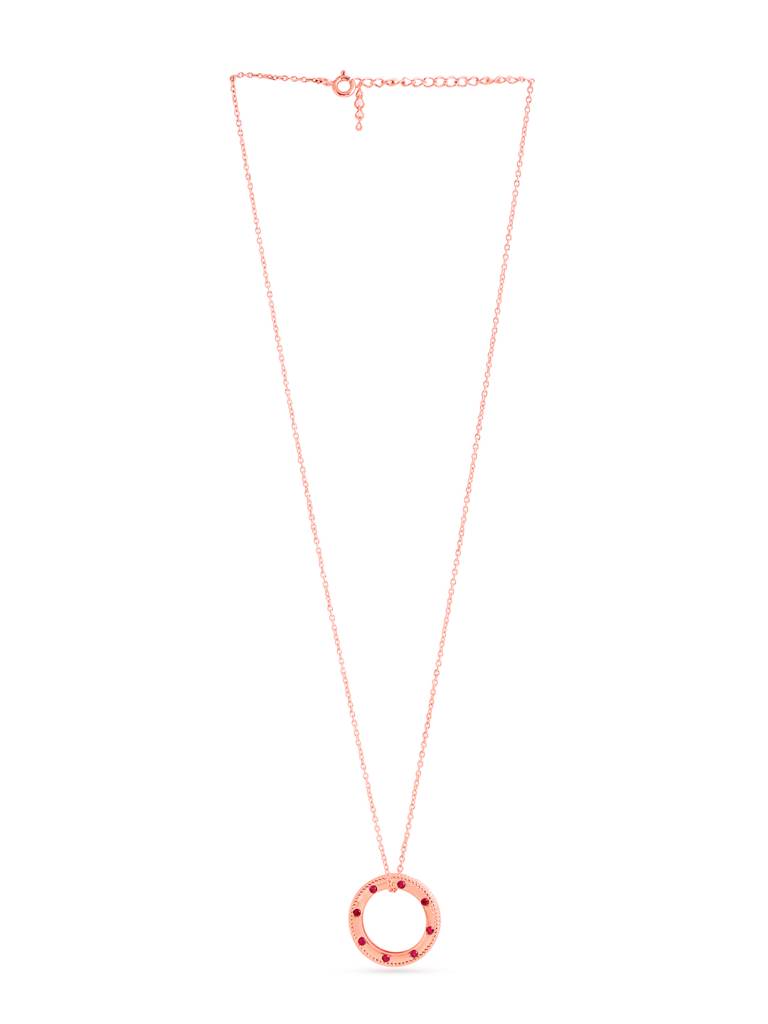 Kicky And Perky 925 Sterling Silver Rose Gold Plated Round Shape Convertible Ring To Pendant With Chain For Wo : SILVALRP004-8