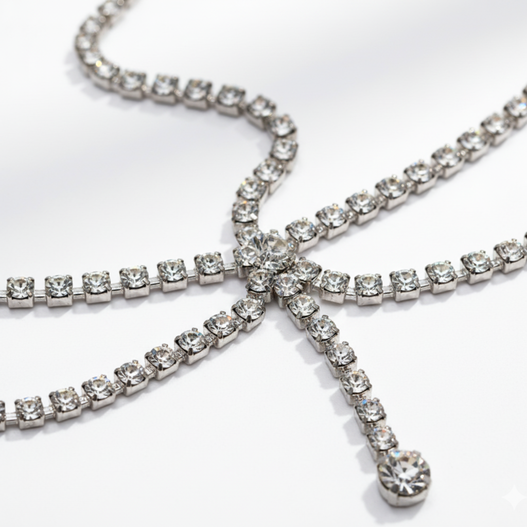 Silver Crystal Bridal Head Chain For Women – Wedding Rhinestone Matha Patti Hair Jewelry Headpiece : M4SK-HB-005-SIL