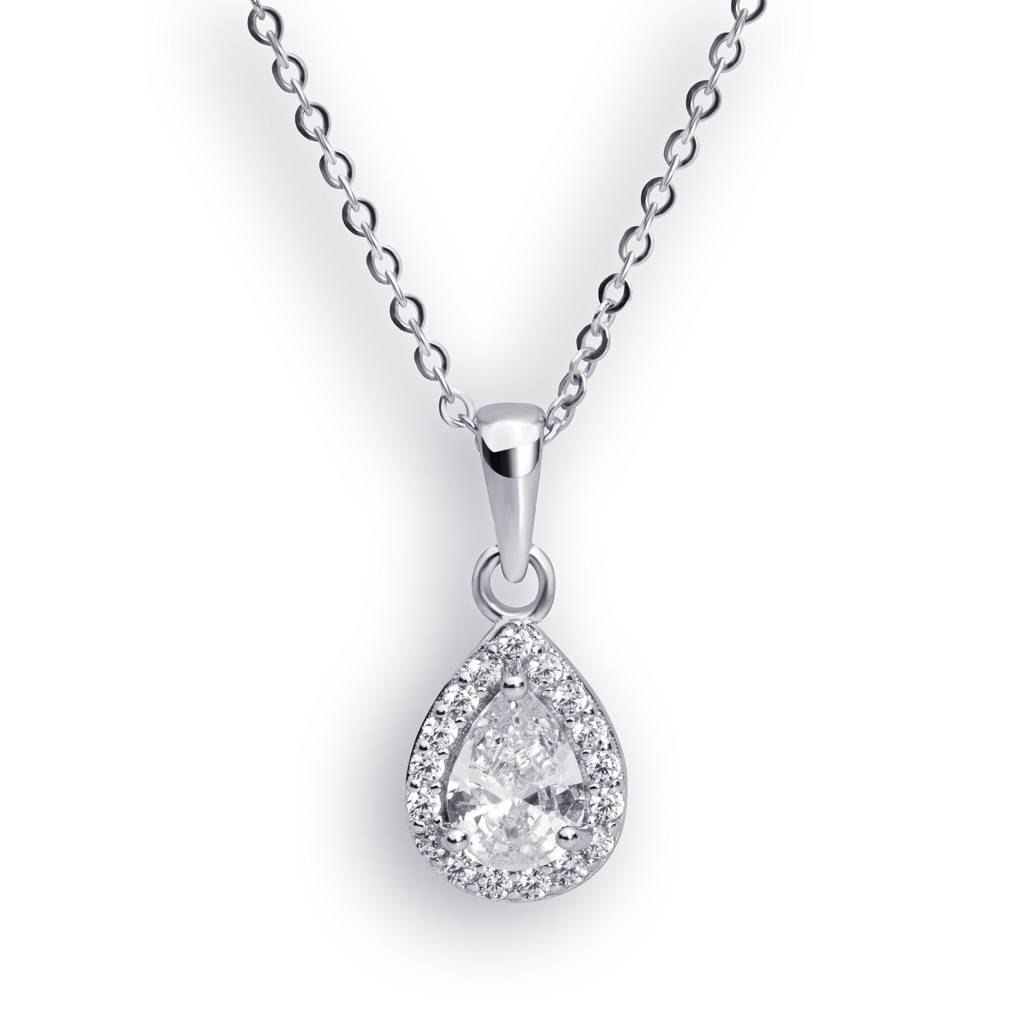 Brd Jewelry 925 Sterling Silver Dewdrop Ad Pendant With Chain I Pearcut Shape Pendant Chain For Women & Girls : BRD293112