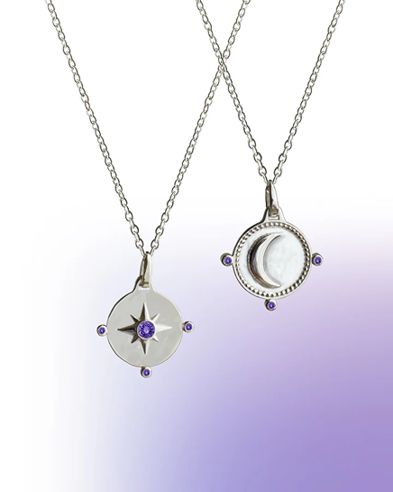Starry Night Double Sided Charm Pendant With Chain : 28Starrynightdoublesidedcharmpendantwithchain