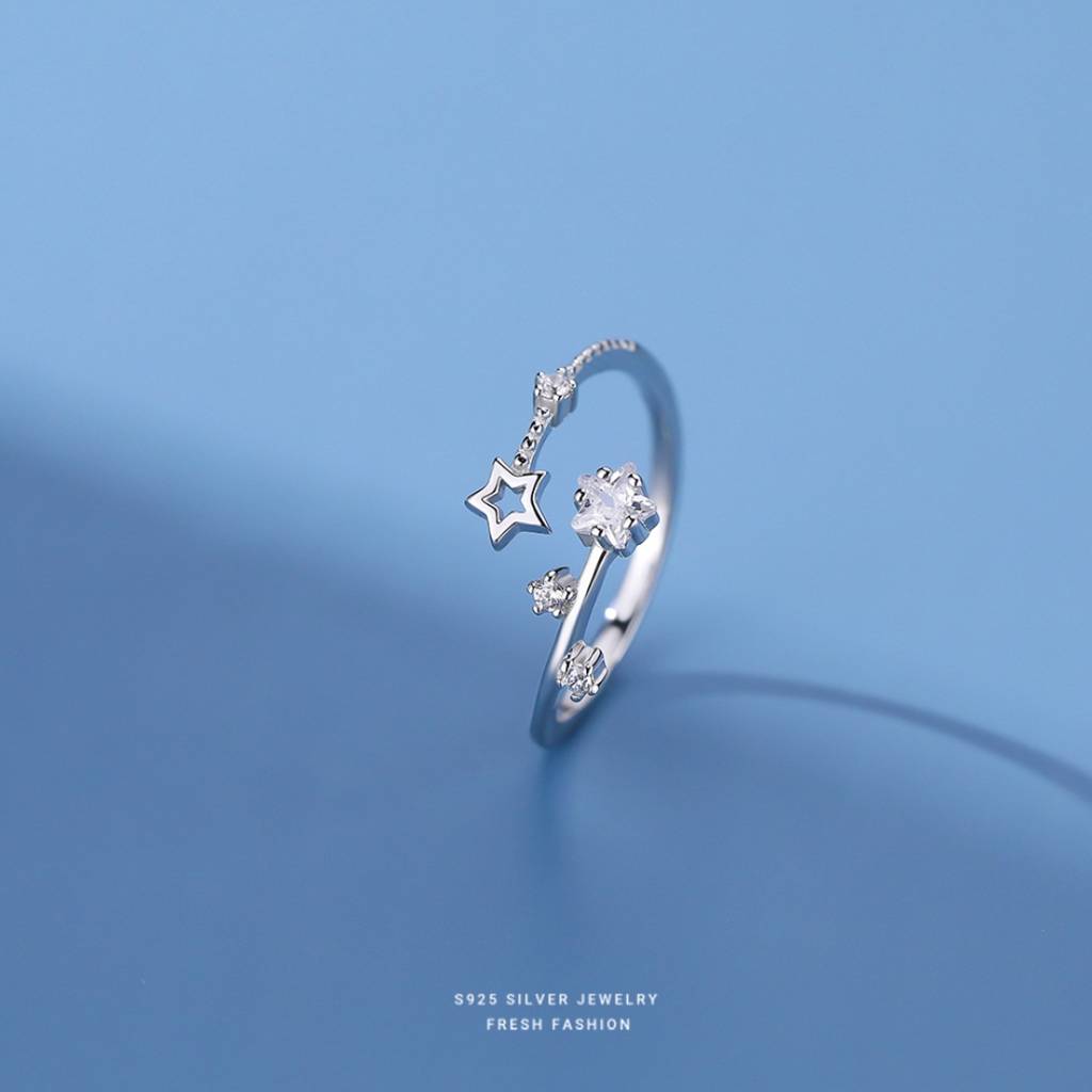 Brd Jewelry 925 Sterling Silver Star Cz Open Ring I Adjustable Silver Ring For Women & Girls : BRDK1060