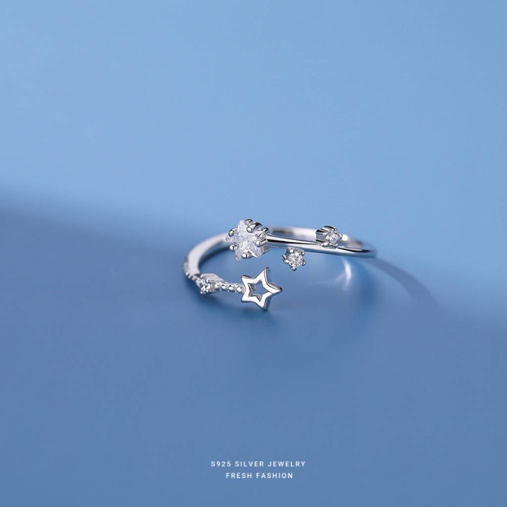 Brd Jewelry 925 Sterling Silver Star Cz Open Ring I Adjustable Silver Ring For Women & Girls : BRDK1060