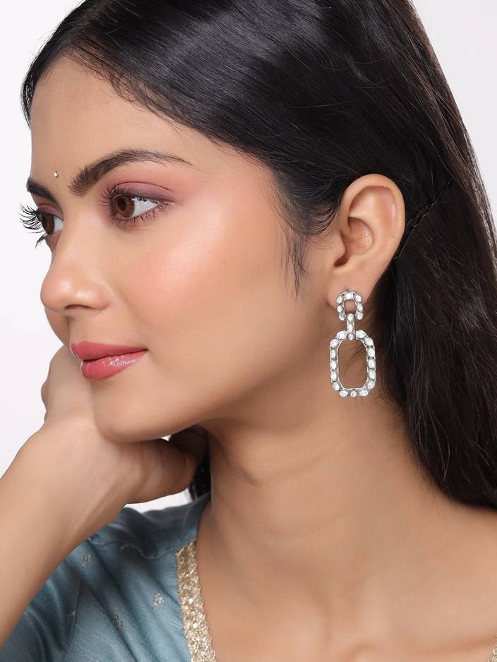 Kicky And Perky 925 Sterling Silver Moissanite Polki Earrings For Women : SILWE005
