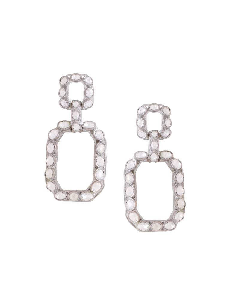 Kicky And Perky 925 Sterling Silver Moissanite Polki Earrings For Women : SILWE005