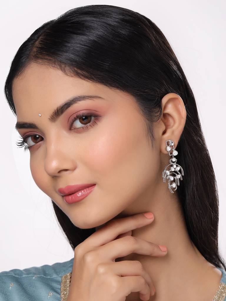 Kicky And Perky 925 Sterling Silver Moissanite Polki Earring For Women : SILWE006