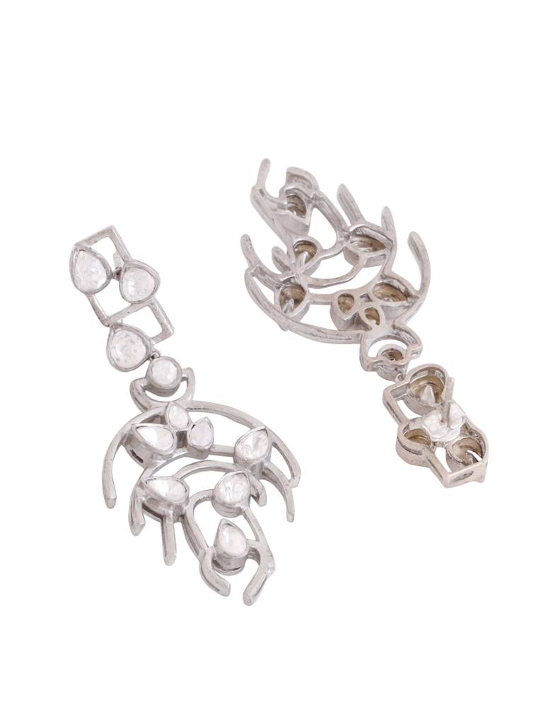 Kicky And Perky 925 Sterling Silver Moissanite Polki Earring For Women : SILWE006