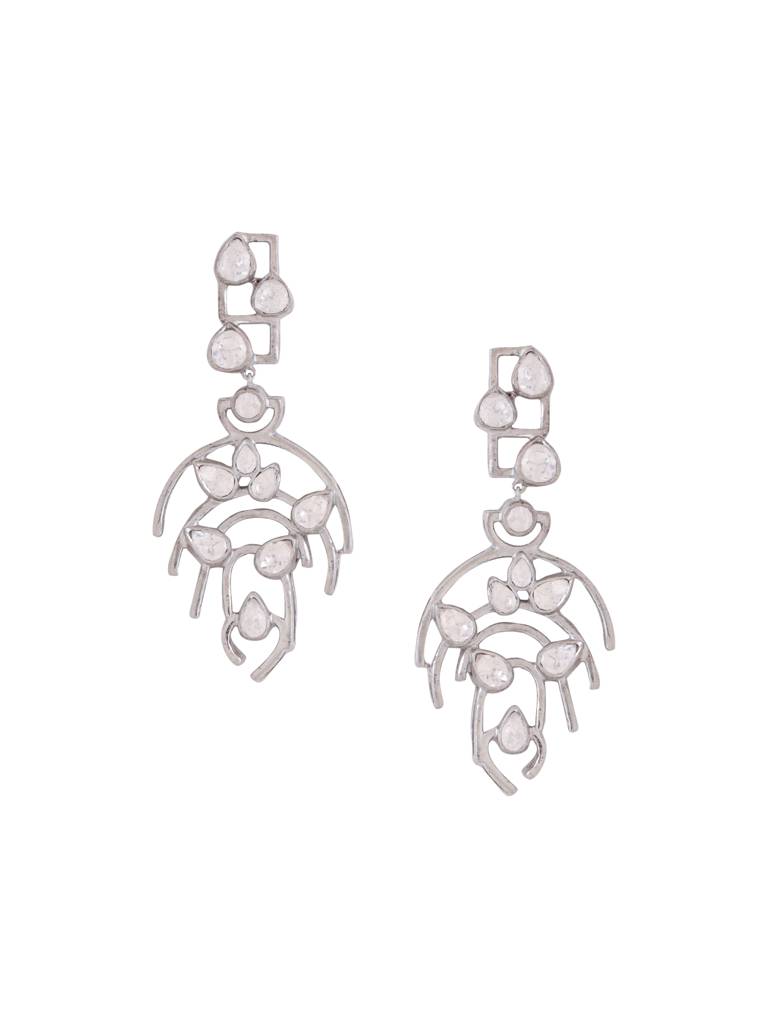 Kicky And Perky 925 Sterling Silver Moissanite Polki Earring For Women : SILWE006