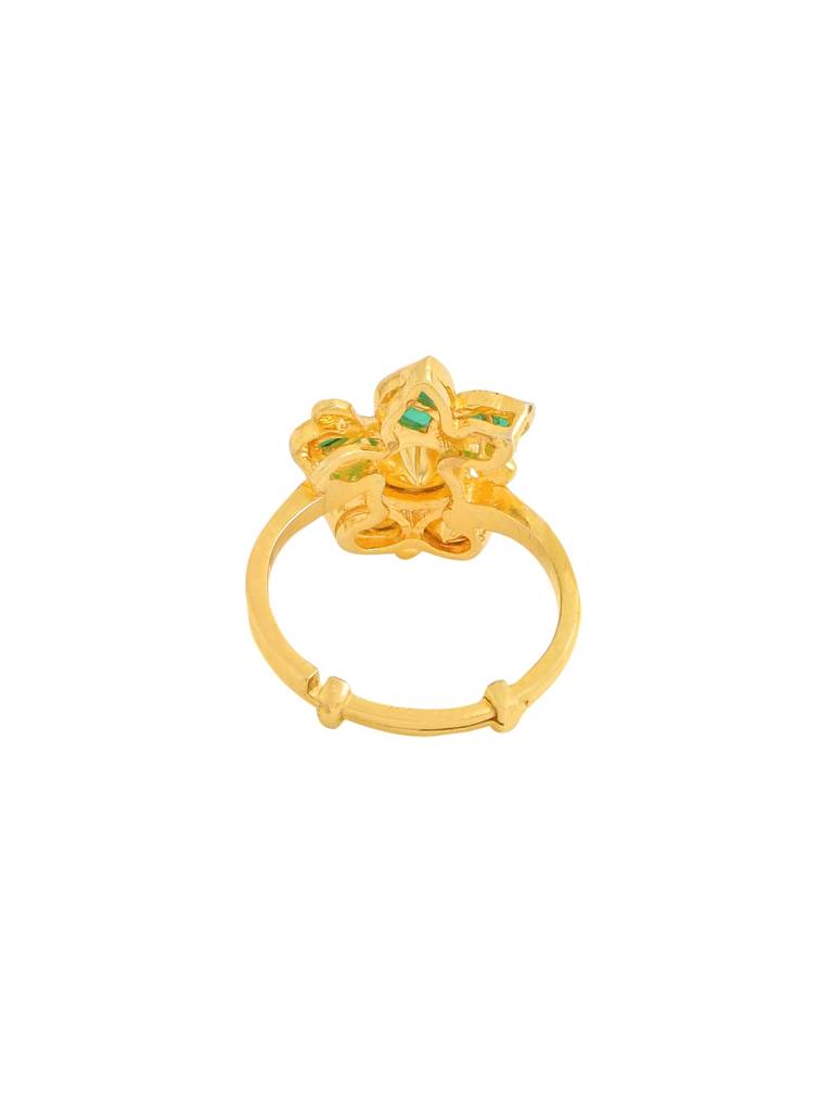 Kicky And Perky 925 Sterling Silver Gold Plated Royal Floral Ring Jewellery Moissanite Polki For Women : SILWR002