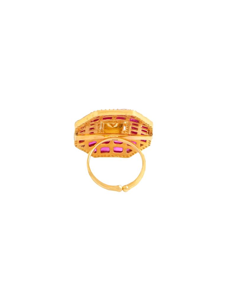 Kicky And Perky 925 Sterling Silver Gold Plated Ring Jewellery Moissanite Polki For Women : SILWR006