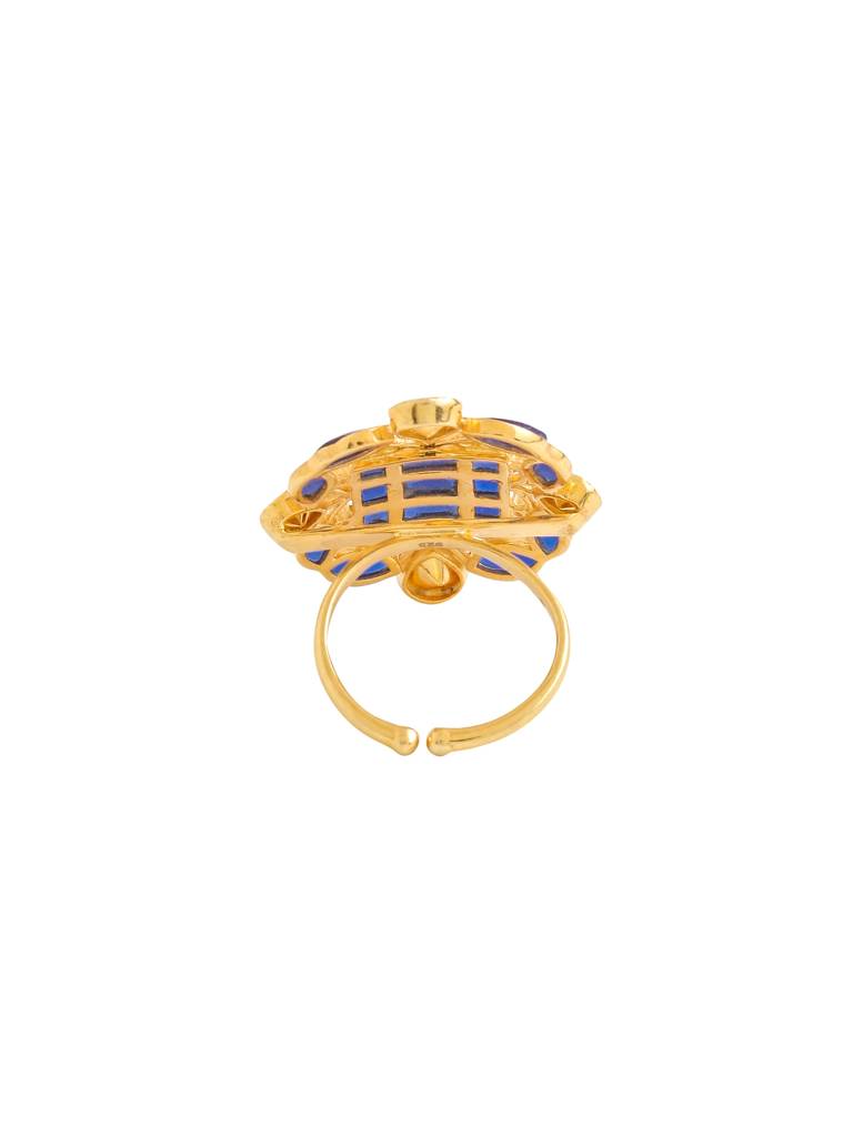 Kicky And Perky 925 Sterling Silver Gold Plated Moissanite Polki Ring Jewellery For Women : SILWR007