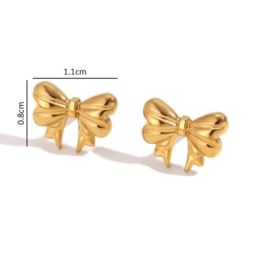 18K Plated Waterproof Anti-Tarnish Bow Pendant And Earrings Set : AMG0425PS3231G