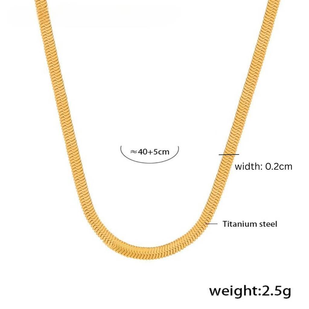 18K Gold Plated Waterproof Anti-Tarnish 2Mm Snake Chain Thin Necklace : ALL0725N694