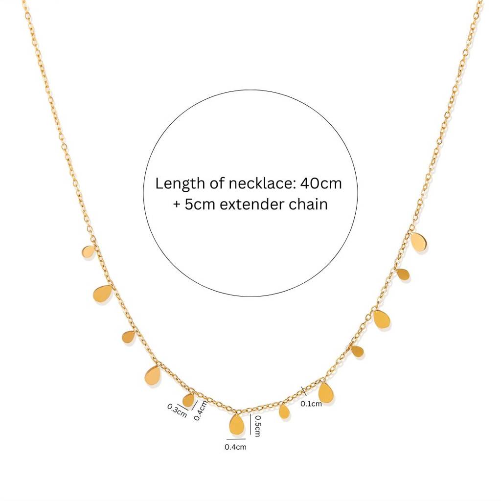18K Gold Plated Anti-Tarnish Waterproof Tear Drops Chain Necklace : ALL0725N537GTR
