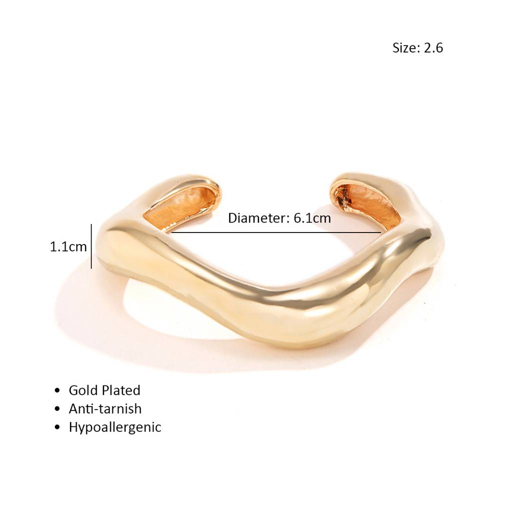 Gold/Silver Plated Anti-Tarnish Bold Chunky Shiny Statement Open Cuff Bangle Bracelet : ADN0525B267G