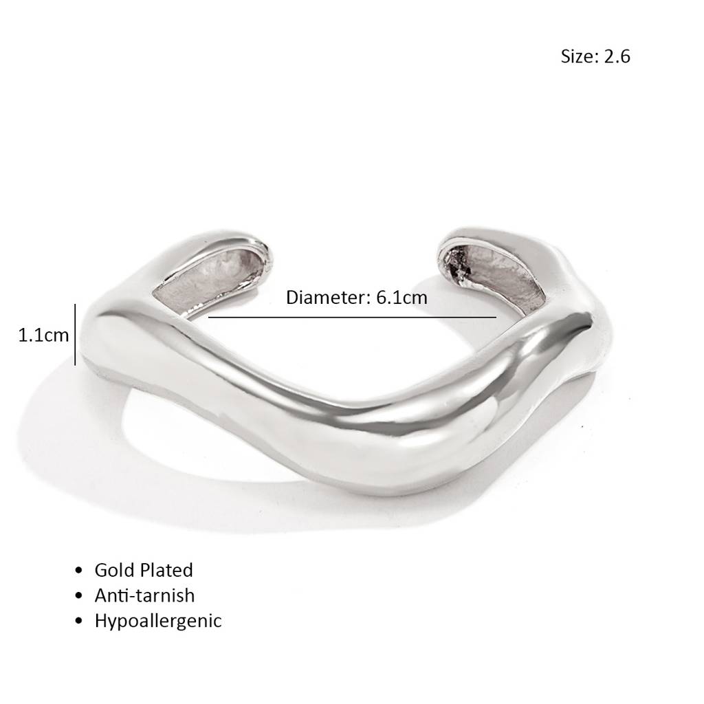 Gold/Silver Plated Anti-Tarnish Bold Chunky Shiny Statement Open Cuff Bangle Bracelet : ADN0525B267S