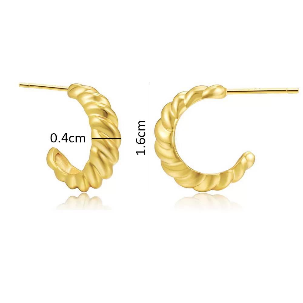 18K Plated Waterproof, Anti-Tarnish Spiral Twisted Half Hoop Earrings (Pack Of 2) : AWU0125E440GC2