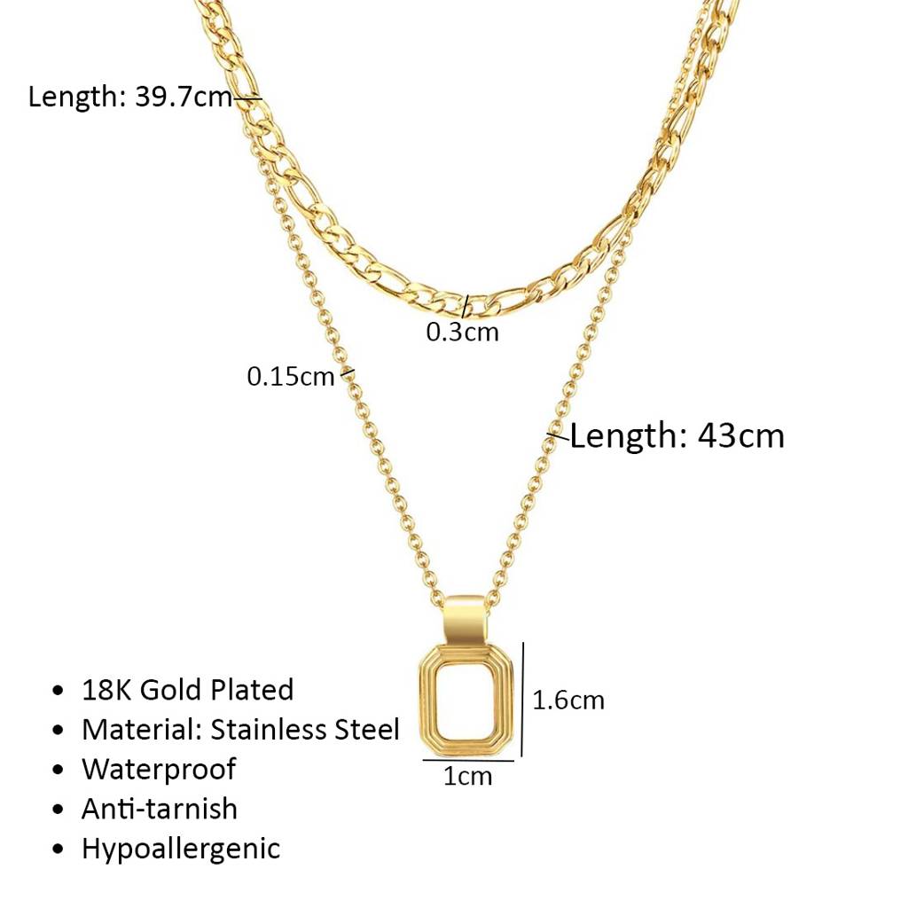 18K Gold Plated Waterproof Anti-Tarnish White/Black Shell Layered Neckchain : AFC0125N153WH