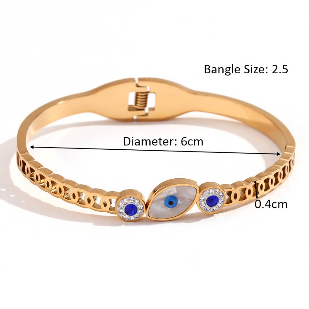 18K Plated Waterproof Antitarnish Evil'S Eye Spring Clasp Bracelet : AMG0624B4222G