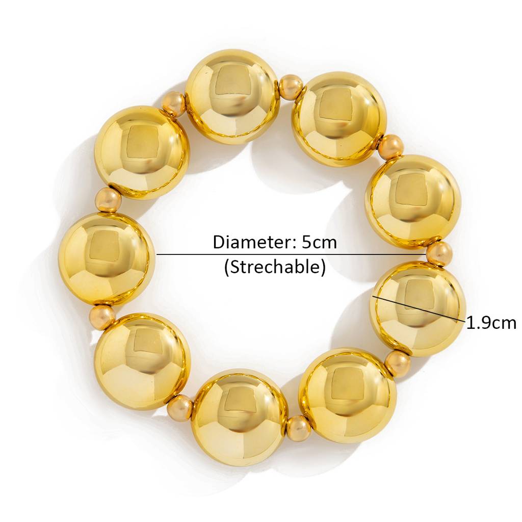 Gold/Silver Plated Bold Chunky Glossy Stretchable Beaded Bracelet : AMU0125B523G