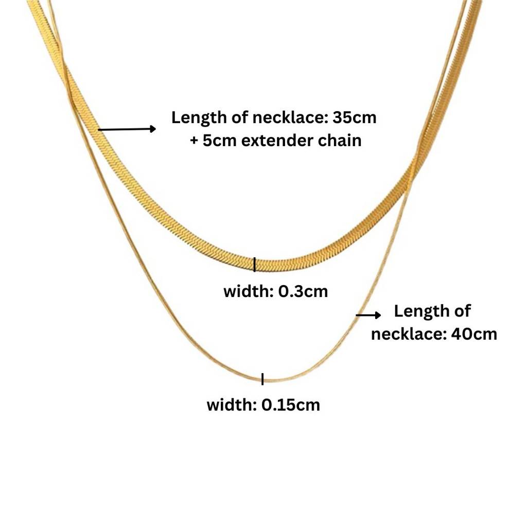 18K Plated Two Layer Snake Chain Necklace : ATO0624NK003G