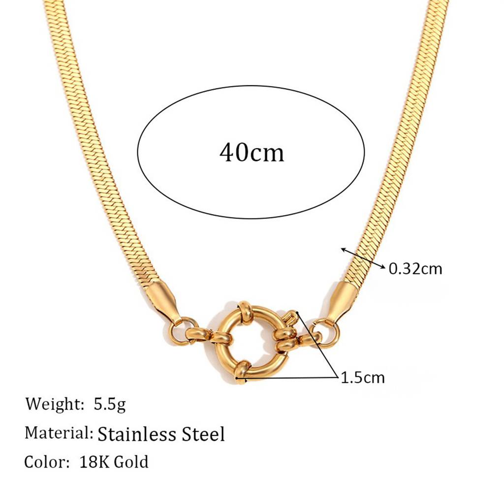18K Gold Plated Waterproof Anti-Tarnish Snake Chain Necklace : AMG0425N3209