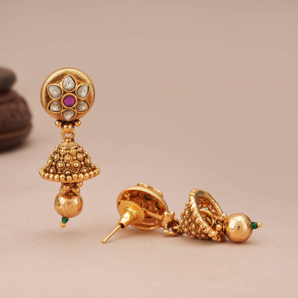 Beautiful Antique Gold Kundan Rajwadi Necklace Set : SJ1346