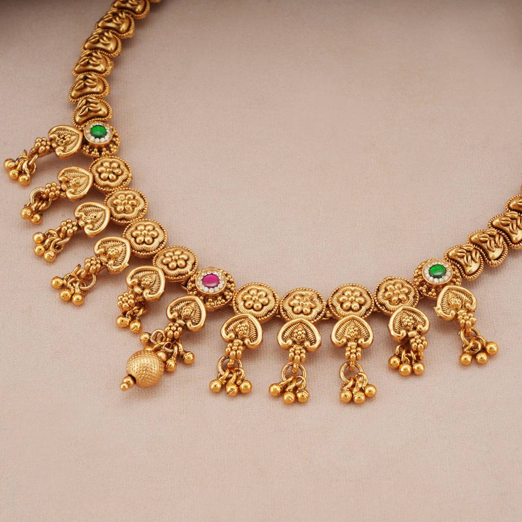 Stunning Antique Gold Ball Necklace Set : SJ1359
