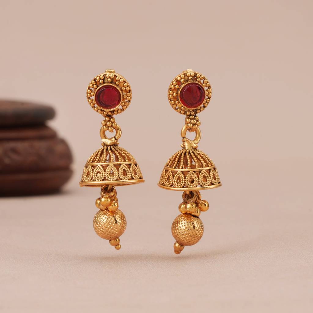 Stunning Antique Gold Ball Necklace Set : SJ1359