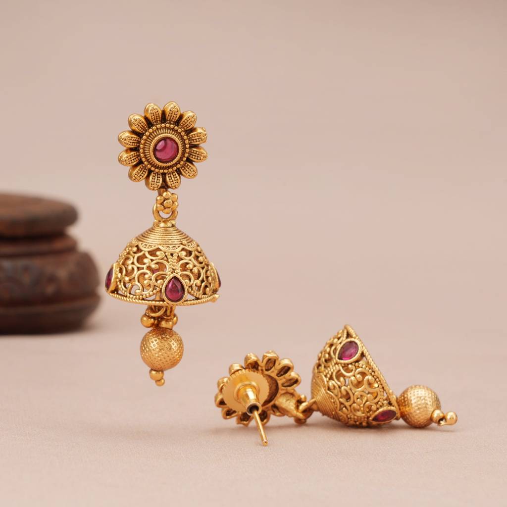Stunning Antique Gold Heritage Peacock Necklace Set : SJ1366