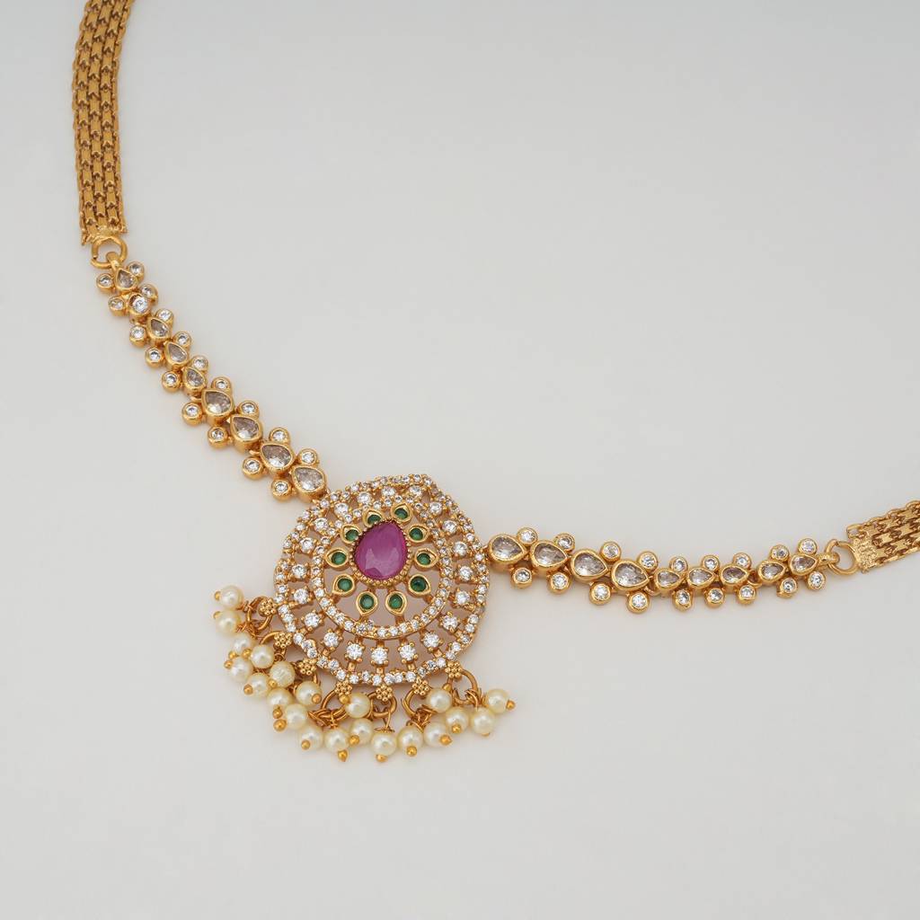 Stunning Diamond Ruby Necklace Set : SJ1544