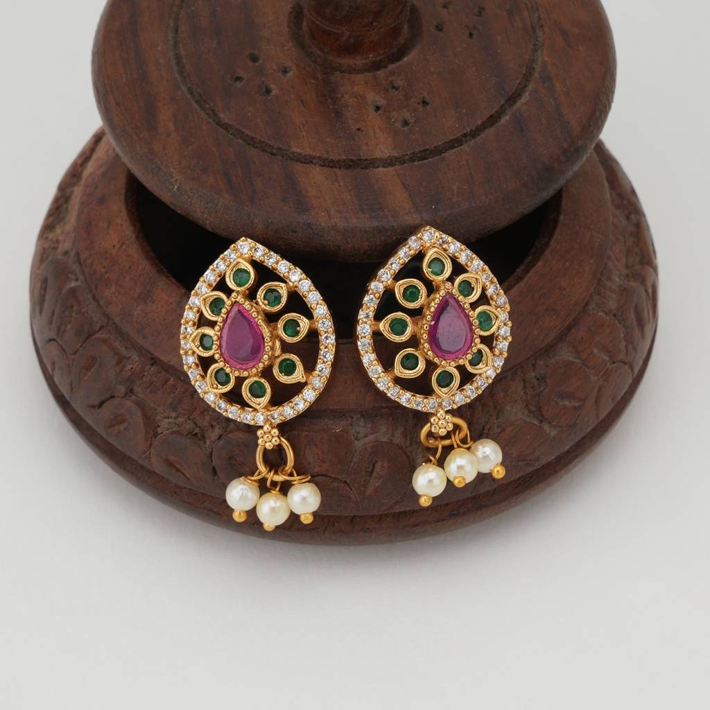 Stunning Diamond Ruby Necklace Set : SJ1544