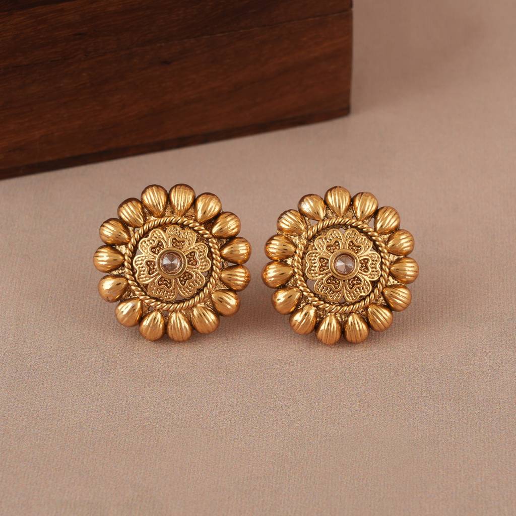 Long Antique Gold Three Layer Mala Necklace Set : SJ513