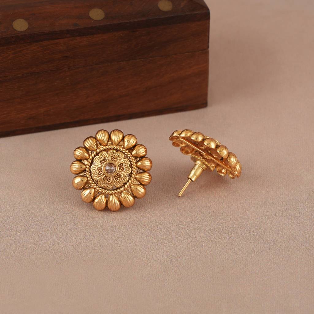 Long Antique Gold Three Layer Mala Necklace Set : SJ513