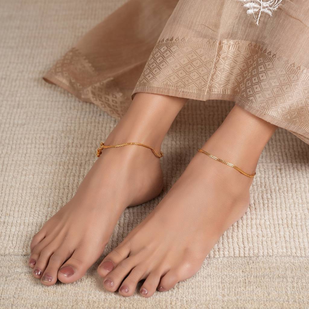 Delicate Antique Gold Spiral Anklet Set : SJ565