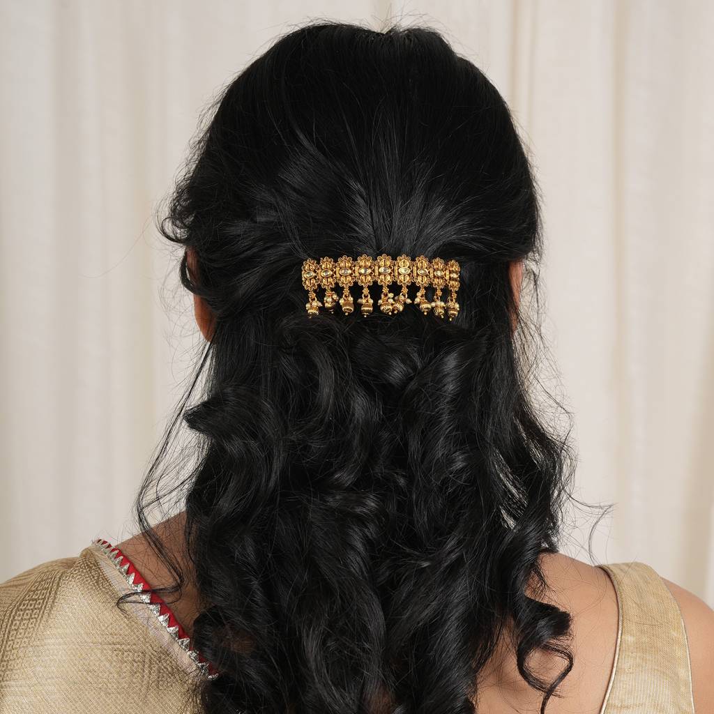 Amazing Antique Gold Kundan Buckle Hair Clip : SJ574