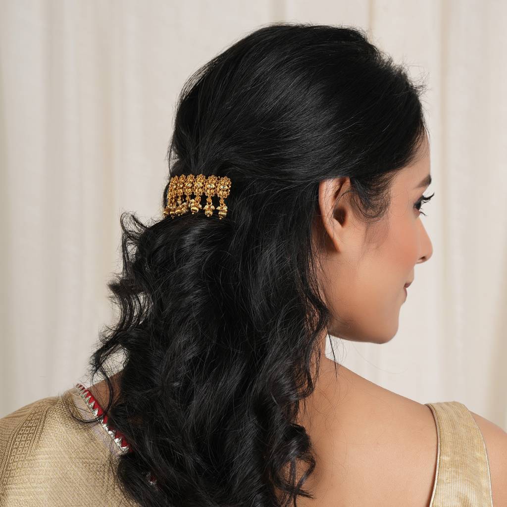 Amazing Antique Gold Kundan Buckle Hair Clip : SJ574