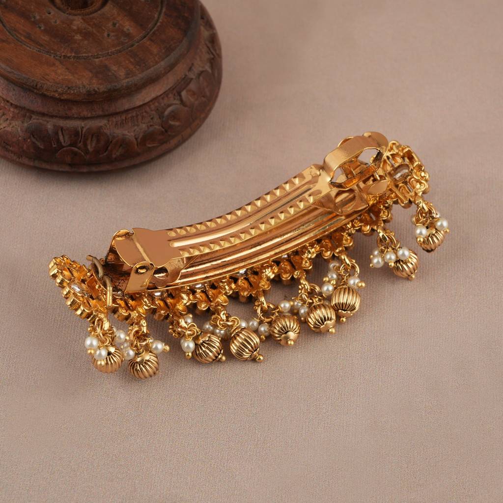 Amazing Antique Gold Kundan Buckle Hair Clip : SJ574